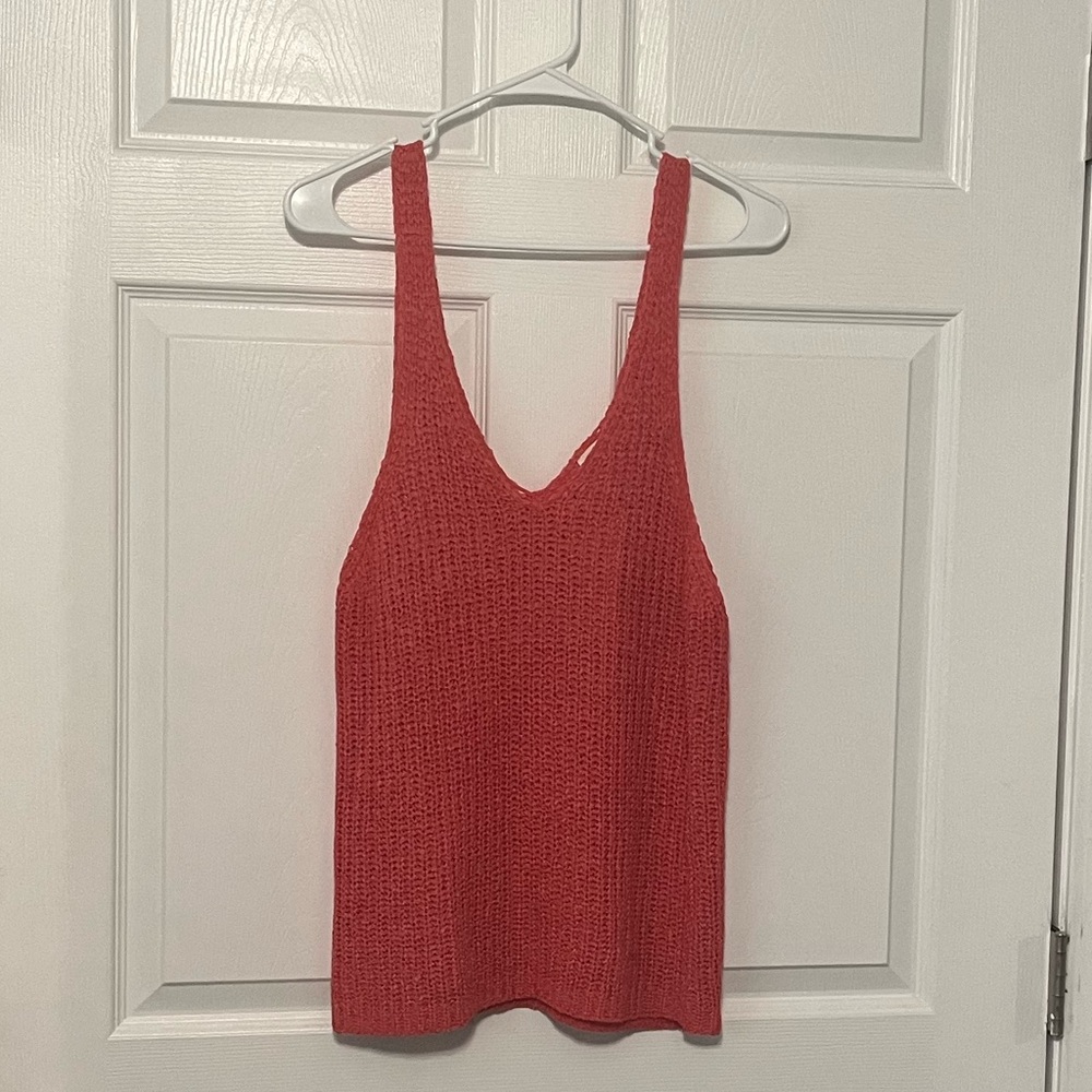 Francesca's Vibrant Red/Coral Knit Tank Top
